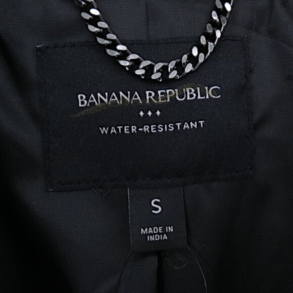 Banana Republic Black Trench Coat Small Quiet Luxury Old Money Lawyer Coat - Picture 5 of 9